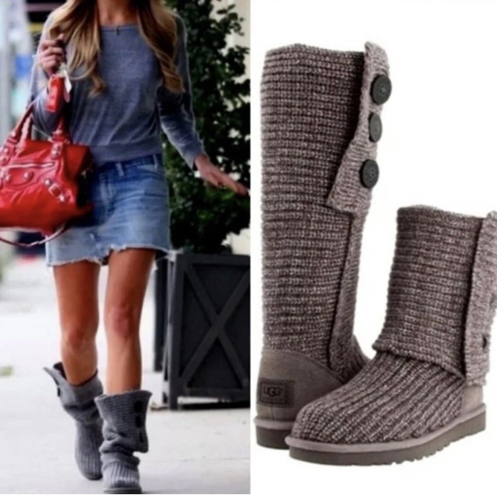 UGG Classic Cardy Boot 5819 Shearling Bootie Grey  Size 8 - Picture 2 of 11